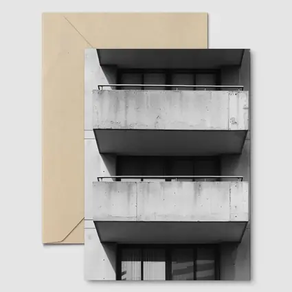 Brutalist Concrete Balconies Black and White