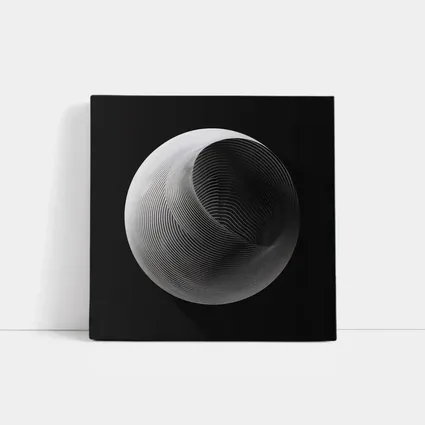 Abstract Sphere Concentric Lines Black Background