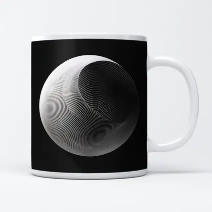 Abstract Sphere Concentric Lines Black Background