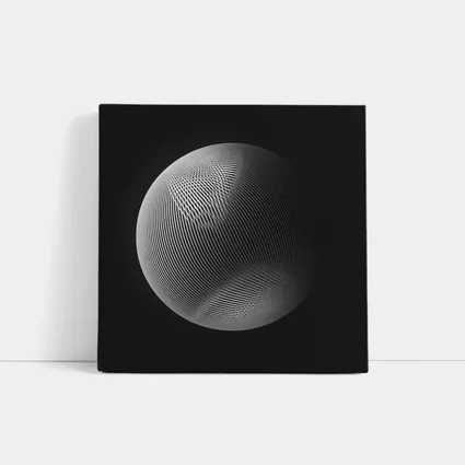 Geometric Line Sphere Black Background Abstract