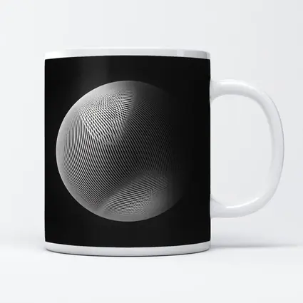 Geometric Line Sphere Black Background Abstract