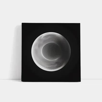 White Geometric Torus Form Black Background