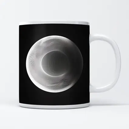 White Geometric Torus Form Black Background