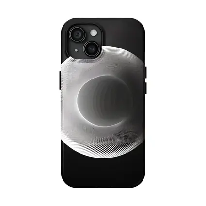 White Geometric Torus Form Black Background