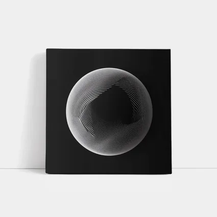 Black White Geometric Sphere Abstract Line Art