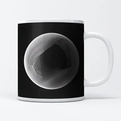 Black White Geometric Sphere Abstract Line Art