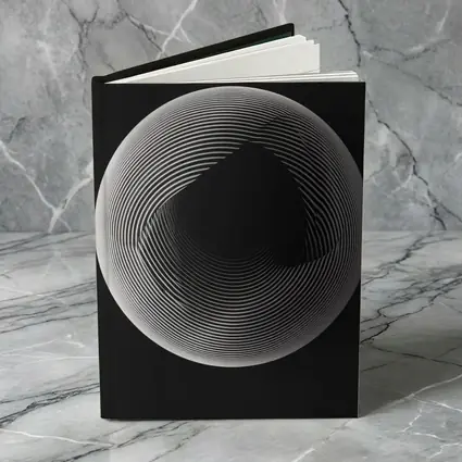 Black White Geometric Sphere Abstract Line Art