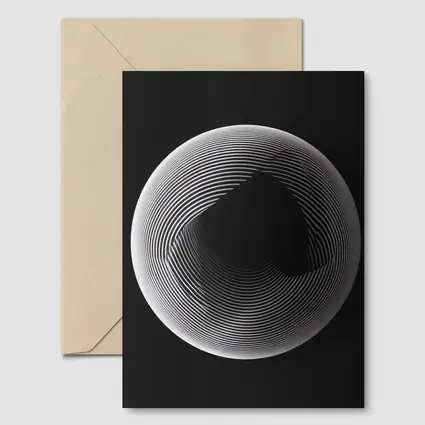 Black White Geometric Sphere Abstract Line Art