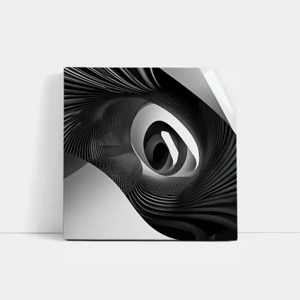 Black White Spiral Abstract Wave Art