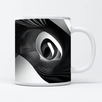 Black White Spiral Abstract Wave Art