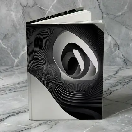 Black White Spiral Abstract Wave Art