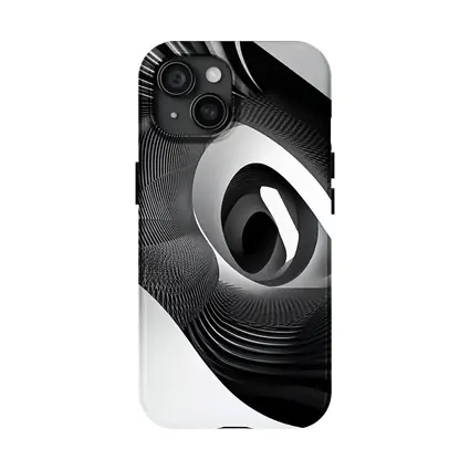 Black White Spiral Abstract Wave Art
