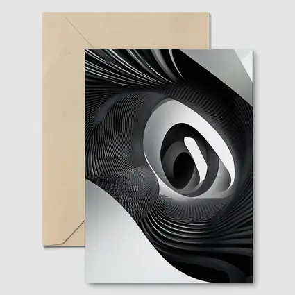Black White Spiral Abstract Wave Art