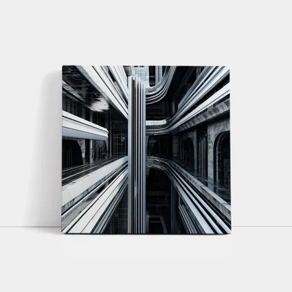 Futuristic Dark Architecture Abstract Symmetry Art