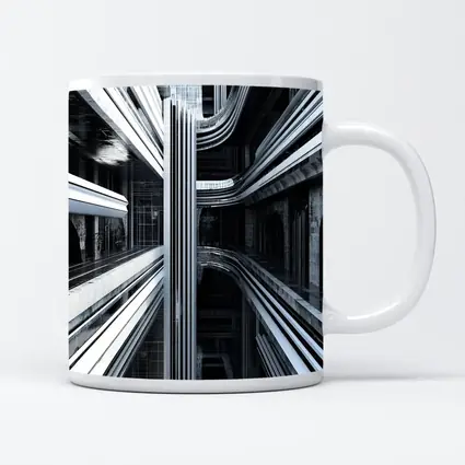 Futuristic Dark Architecture Abstract Symmetry Art