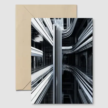 Futuristic Dark Architecture Abstract Symmetry Art