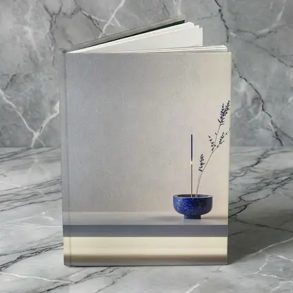 Blue Ceramic Bowl Lavender Stems Minimal