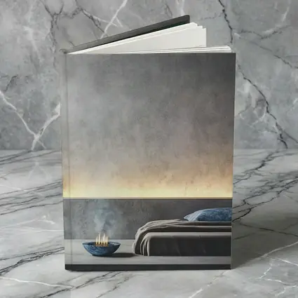 Minimalist Gray Bedroom Interior Warm Lighting