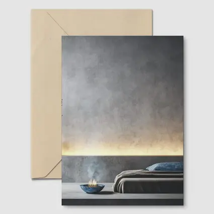 Minimalist Gray Bedroom Interior Warm Lighting