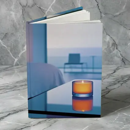 Glowing Candle Modern Bedroom Ocean View