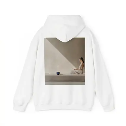 Woman Meditating With Incense Minimalist Interior