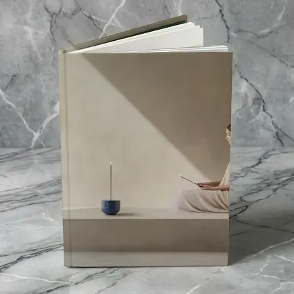 Woman Meditating With Incense Minimalist Interior