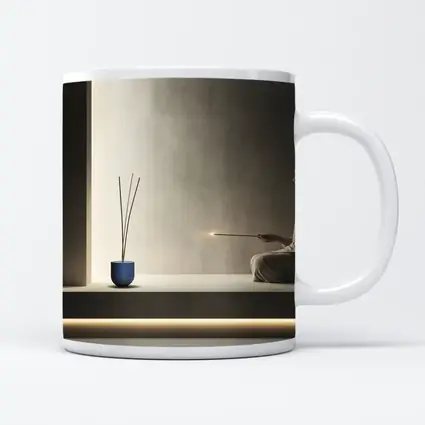 Woman Meditating With Incense Minimal Interior