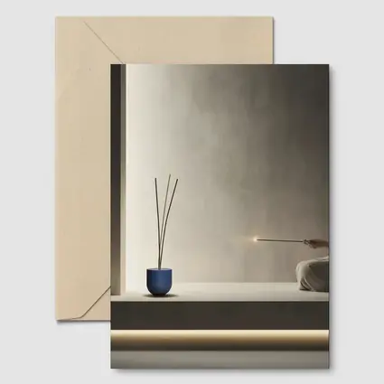 Woman Meditating With Incense Minimal Interior