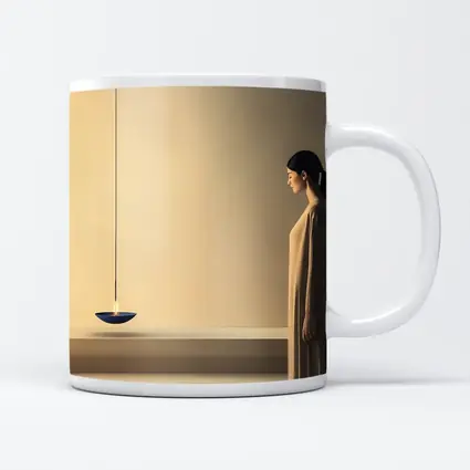 Serene Woman Standing by Floating Candle