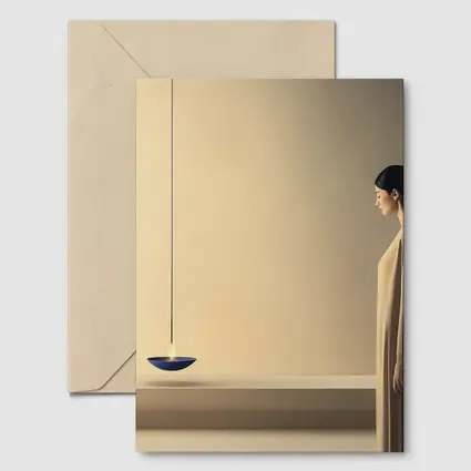 Serene Woman Standing by Floating Candle