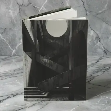 Brutalist Concrete Interior Lone Figure Staircase