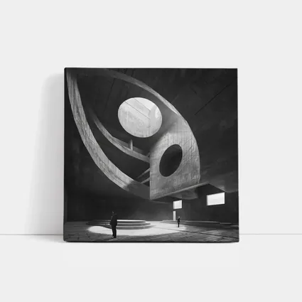 Brutalist Concrete Interior Architecture Black White
