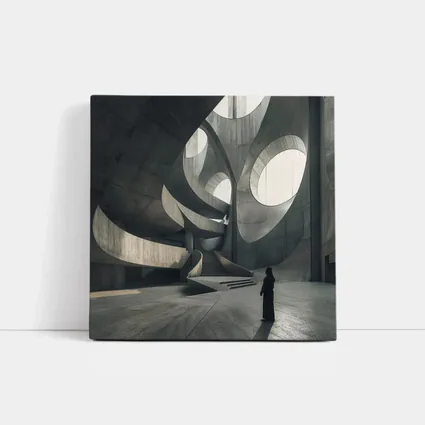 Brutalist Concrete Interior Curved Architecture Figure