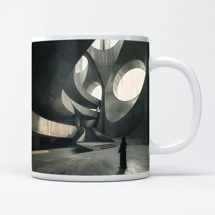 Brutalist Concrete Interior Curved Architecture Figure