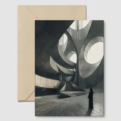 Brutalist Concrete Interior Curved Architecture Figure