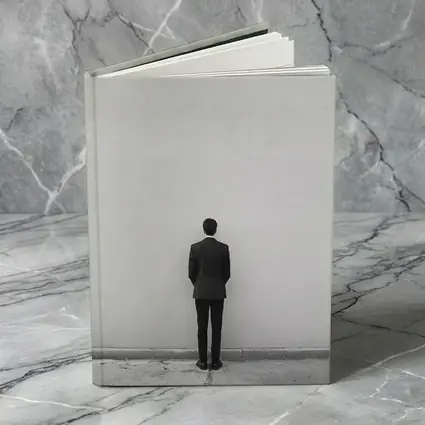 Man in Suit Standing Against White Wall