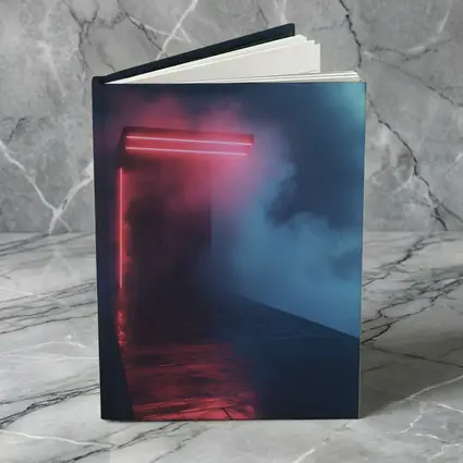 Neon Red Portal Glowing Through Dark Clouds