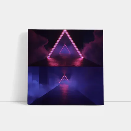 Neon Triangle Portal Dark Smoky Tunnel