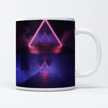 Neon Triangle Portal Dark Smoky Tunnel