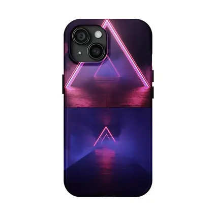 Neon Triangle Portal Dark Smoky Tunnel