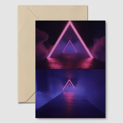 Neon Triangle Portal Dark Smoky Tunnel