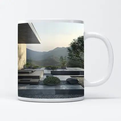 Minimalist Concrete Terrace Mountain Landscape View