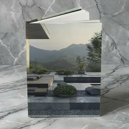 Minimalist Concrete Terrace Mountain Landscape View