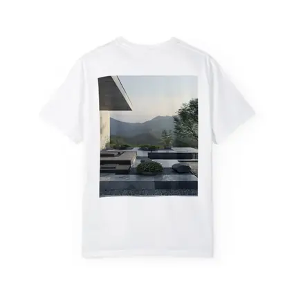 Minimalist Concrete Terrace Mountain Landscape View