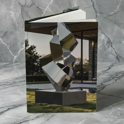 Polished Steel Abstract Sculpture Modern House Lawn