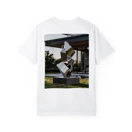 Polished Steel Abstract Sculpture Modern House Lawn