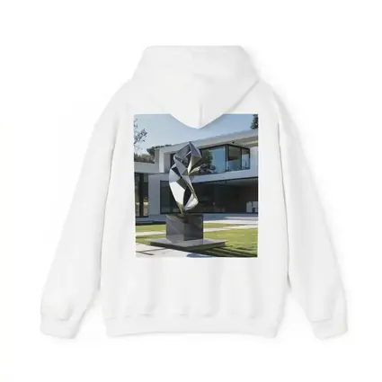 Abstract Geometric Silver Sculpture Modern House Garden
