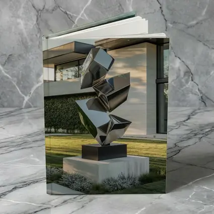 Polished Steel Abstract Sculpture Modern House Garden