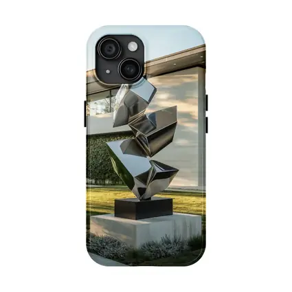 Polished Steel Abstract Sculpture Modern House Garden