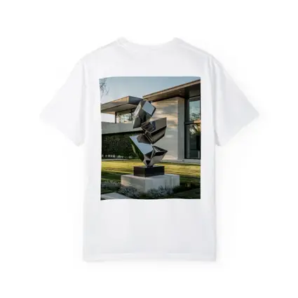 Polished Steel Abstract Sculpture Modern House Garden
